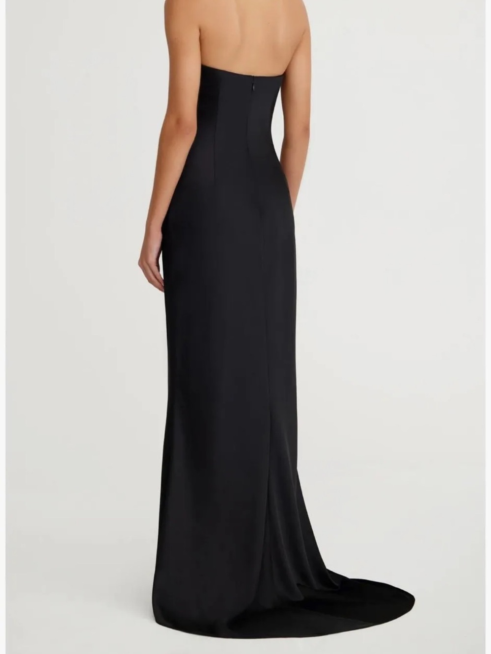 Significant Other "Lucile" Strapless Satin Gown with mini train in pesto 10